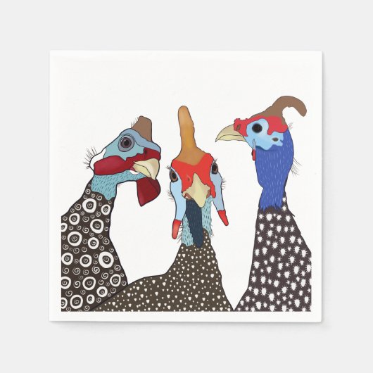 Drie Schattigee parelhoenvogels Servet (Voorkant)