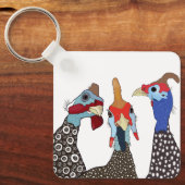 Drie Schattigee parelhoenvogels Sleutelhanger (Voorkant)