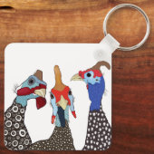 Drie Schattigee parelhoenvogels Sleutelhanger (Achterkant)