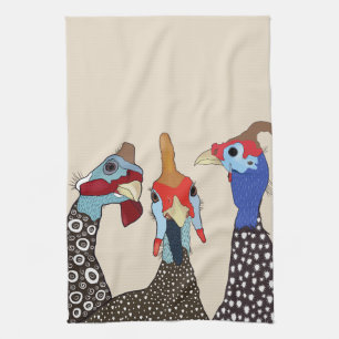 Drie Schattigee parelhoenvogels Theedoek