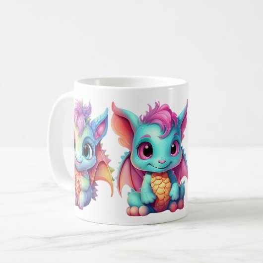 Drie Schattigee regenboogdraken Magische Mok (Voorkant links)