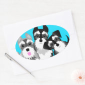 Drie Schattigee Schnauzers Ovale Sticker (Envelop)