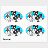 Drie Schattigee Schnauzers Ovale Sticker (Vel)