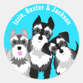 Drie Schattigee Schnauzers Ronde Sticker (Voorkant)