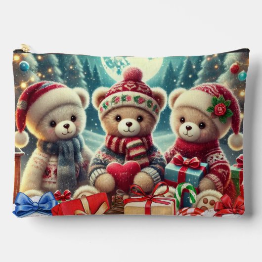 Drie Schattigee teddyberen vrolijk kerstfeest Etui (Voorkant)