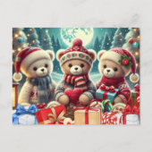 Drie Schattigee teddyberen vrolijk kerstfeest Feestdagenkaart (Voorkant)