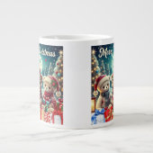 Drie Schattigee teddyberen vrolijk kerstfeest Grote Koffiekop (Voorkant)