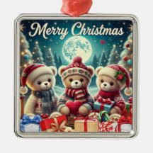 Drie Schattigee teddyberen vrolijk kerstfeest