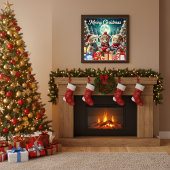 Drie Schattigee teddyberen vrolijk kerstfeest Poster