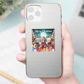 Drie Schattigee teddyberen vrolijk kerstfeest Sticker (Telefoon)