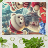 Drie Schattigee teddyberen vrolijk kerstfeest Theedoek (Gevouwen)