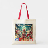 Drie Schattigee teddyberen vrolijk kerstfeest Tote Bag (Achterkant)