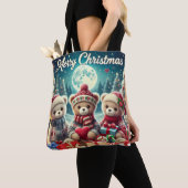 Drie Schattigee teddyberen vrolijk kerstfeest Tote Bag (Dichtbij)