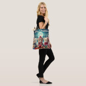 Drie Schattigee teddyberen vrolijk kerstfeest Tote Bag (Op model)