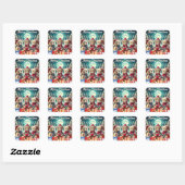 Drie Schattigee teddyberen vrolijk kerstfeest Vierkante Sticker (Vel)
