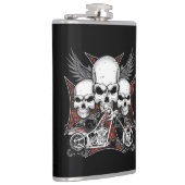 Drie schedel met de Rode Chopper-motor Heupfles (Rechts)