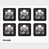 Drie schedel met het Rood Chopper Motorcycle Squar Vierkante Sticker (Vel)
