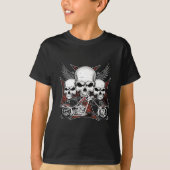 Drie schedel met Red Chopper Motorcycle Boy T-shirt (Voorkant)