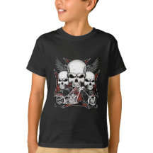 Drie schedel met Red Chopper Motorcycle Boy