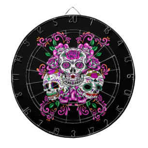 Drie schedels Roze bloemensuikerschedels Dartbord
