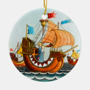 Drie scheepsnamen keramisch ornament