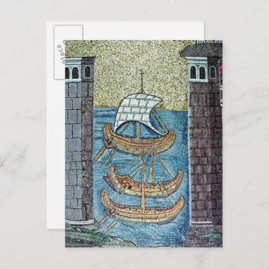 Drie schepen die de haven van Ravenna binnenvaren Briefkaart (Voorkant / Achterkant)