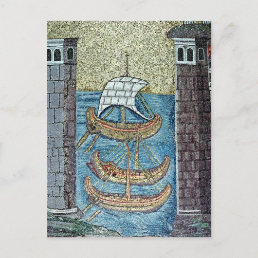 Drie schepen die de haven van Ravenna binnenvaren Briefkaart (Voorkant)