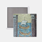 Drie schepen die de haven van Ravenna binnenvaren Magneet (Voorkant / Achterkant)