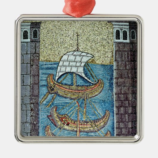 Drie schepen die de haven van Ravenna binnenvaren Metalen Ornament (Voorkant)