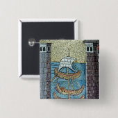 Drie schepen die de haven van Ravenna binnenvaren Vierkante Button 5,1 Cm (Voorkant /achterkant)