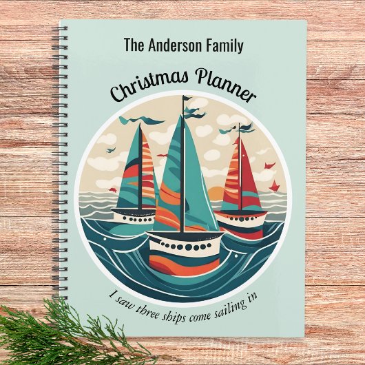 Drie Schepen Festieve Nautilus Stijlvolle Kerstmis Planner