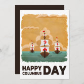 Drie schepen Happy Columbus Day Kaart (Voorkant / Achterkant)