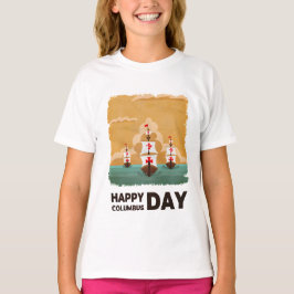 Drie schepen Happy Columbus Day T-shirt