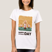 Drie schepen Happy Columbus Day T-shirt (Voorkant)