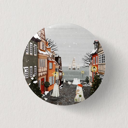 Drie schepen ronde button 3,2 cm (Voorkant)