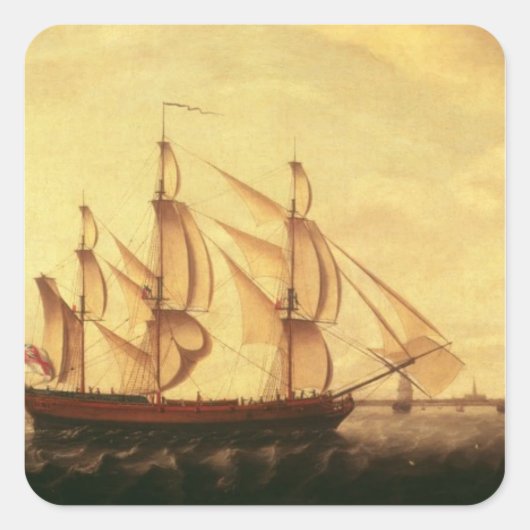 Drie schepen van de Hudsonbaai in de Theems Vierkante Sticker (Voorkant)