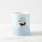 Drie schepen varen op het Rolling Zee Nautical Koffiemok (Center)