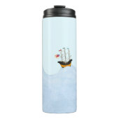 Drie schepen varen op het Rolling Zee Nautical Thermosbeker (Voorkant)