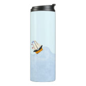 Drie schepen varen op het Rolling Zee Nautical Thermosbeker (Gedraaid links)