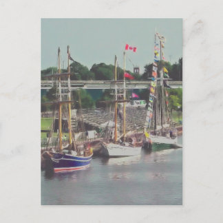 Drie schepen voeren binnen briefkaart