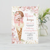 Drie schepjes Fun Ice Cream 3e Verjaardagsfeest Kaart (Staand voorkant)