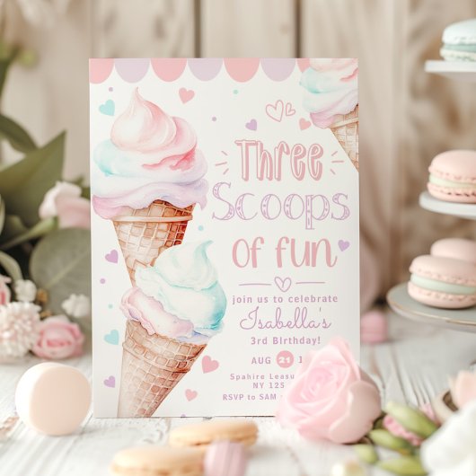 Drie schepjes plezier Ice cream verjaardag Kaart