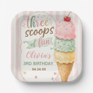 Drie Scheppen Plezier 3de Verjaardagsfeestje Papieren Bordje