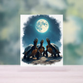 Drie schildpadden huilen bij Moon Wildlife Mountai Acryl Bord (Neutraal)
