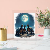 Drie schildpadden huilen bij Moon Wildlife Mountai Acryl Bord (Huwelijk)