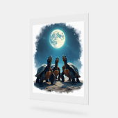 Drie schildpadden huilen bij Moon Wildlife Mountai Acryl Bord (Hoek)