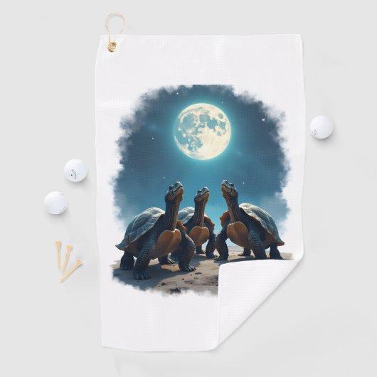 Drie schildpadden huilen bij Moon Wildlife Mountai Golfhanddoek (Insitu)