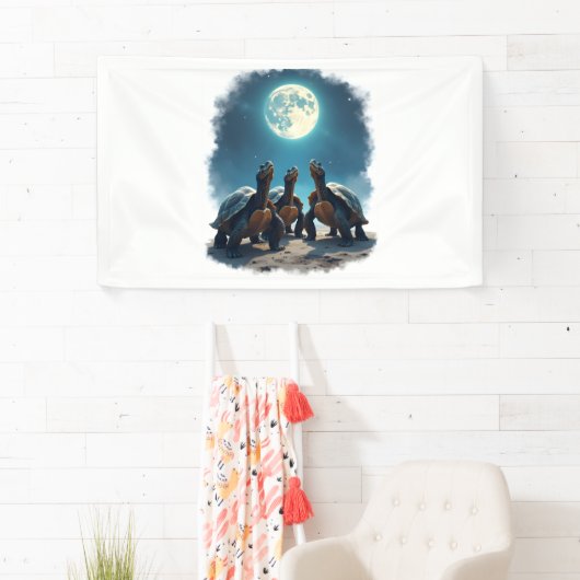 Drie schildpadden huilen bij Moon Wildlife Mountai Spandoek (Insitu)