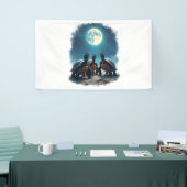 Drie schildpadden huilen bij Moon Wildlife Mountai Spandoek (Beurs)