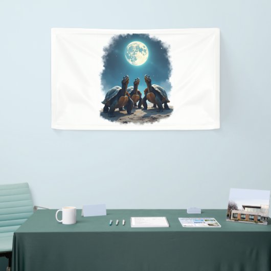 Drie schildpadden huilen bij Moon Wildlife Mountai Spandoek (Beurs)